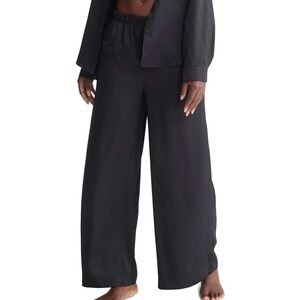 Calvin Klein Black Wide-Leg Pants Linen Rayon Blend Pull on Sz. 16W